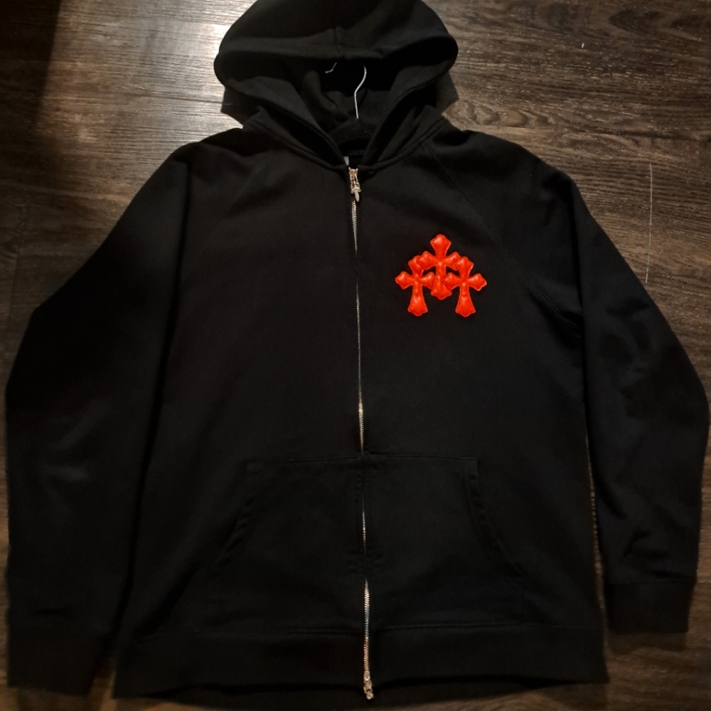 Chrome Hearts Red Cross Zip Up Hoodie Mens Large